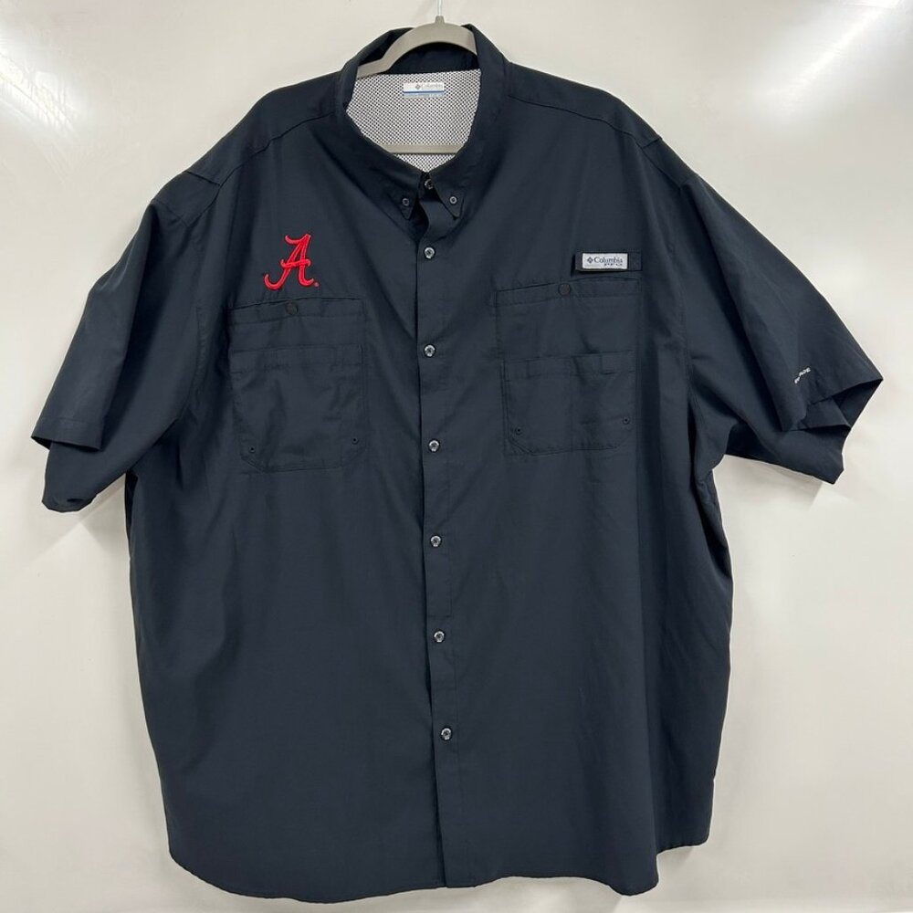 Columbia PFG 5XT Button Up Fishing Shirt Alabama Crimson Tide Logo Big & Tall 5X